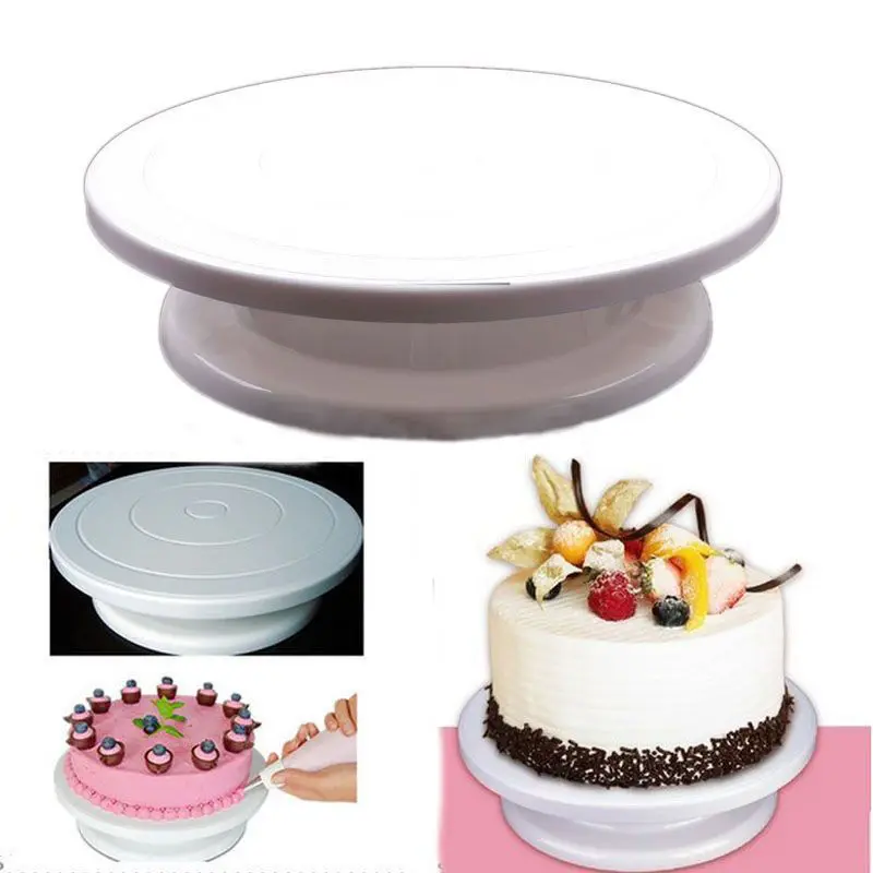 Вращающаяся вращающаяся подставка для украшения торта белый кухонный
