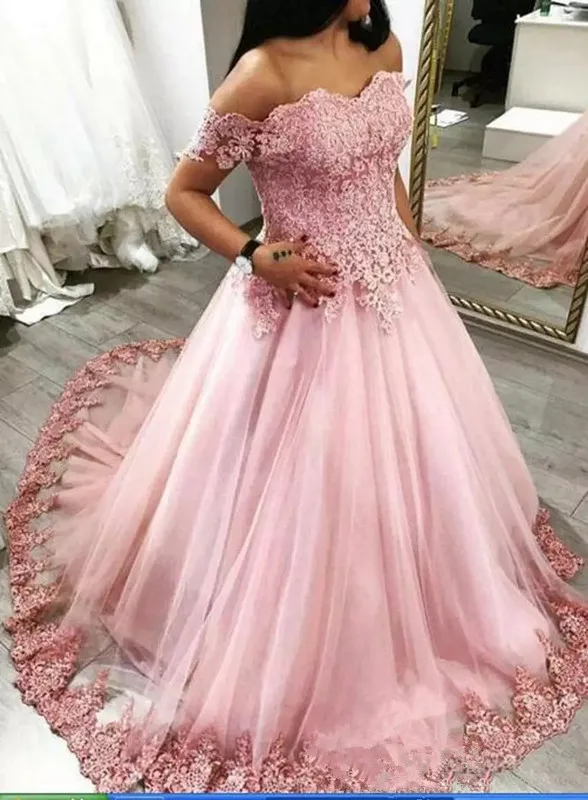 Сексуальное бальное платье Quinceanera платья с открытыми плечами Платья для особых случаев кружевные аппликации сладкий дизайн очаровательные платья на выпускной