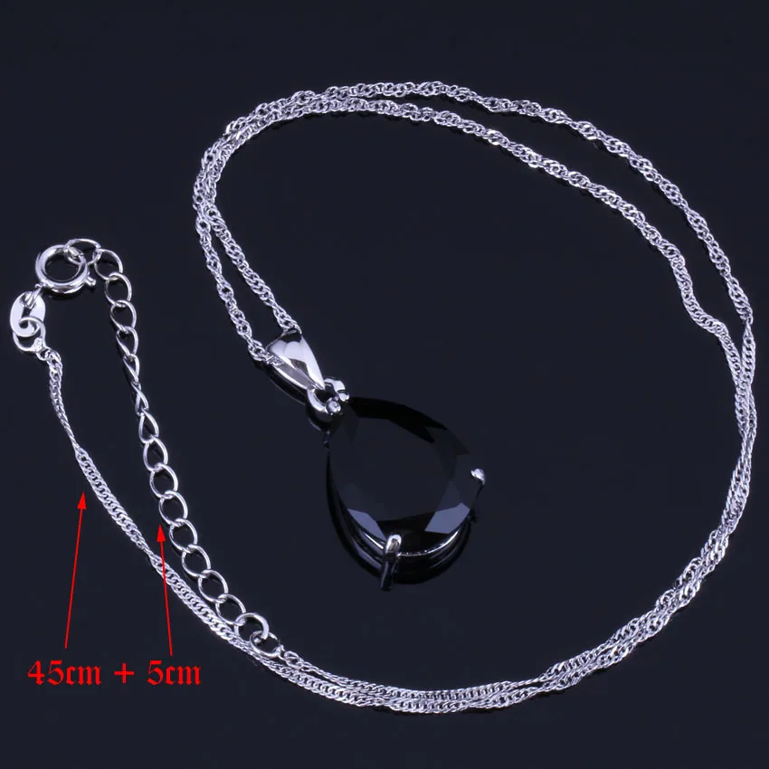 Приятный капли воды черный Кубический Цирконий 925 пробы Серебряные Ювелирные