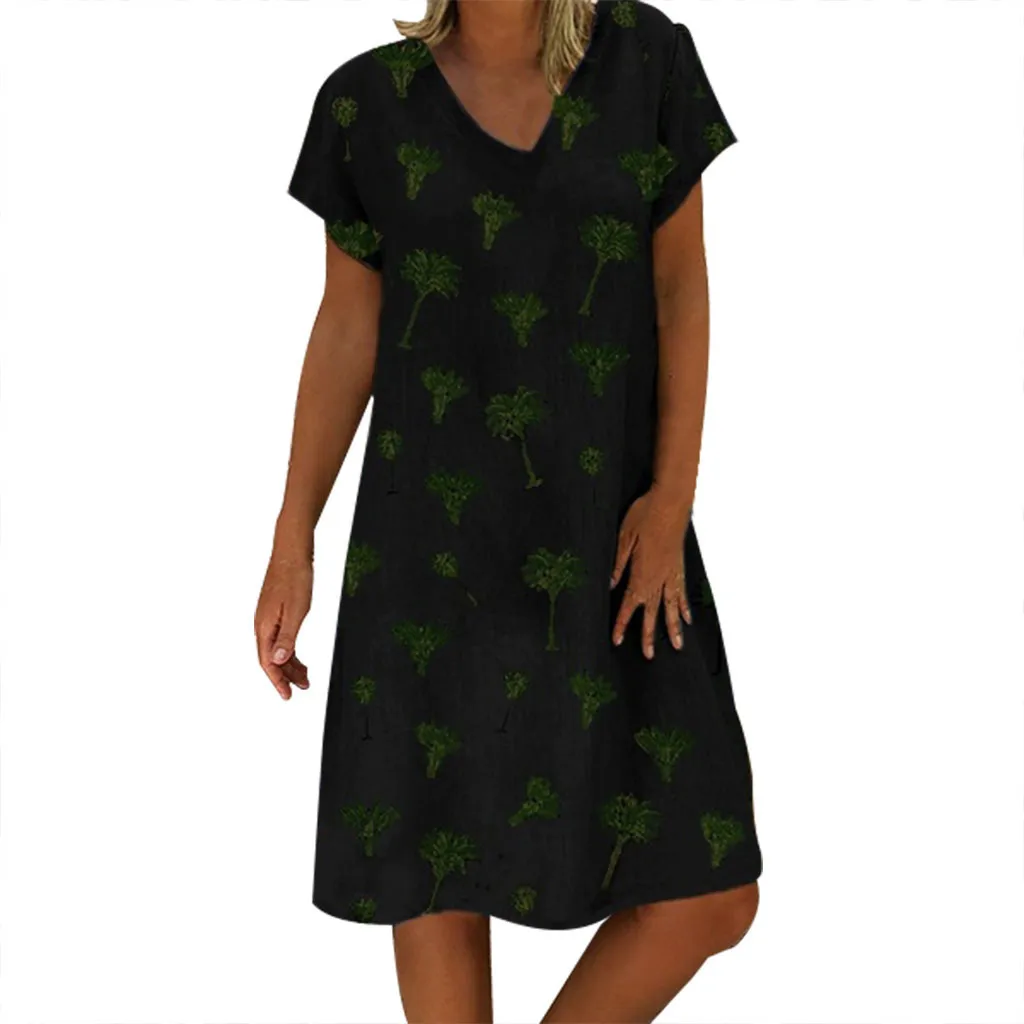 Женское платье с цветочным принтом JAYCOSIN Пляжное Платье-туника свободное