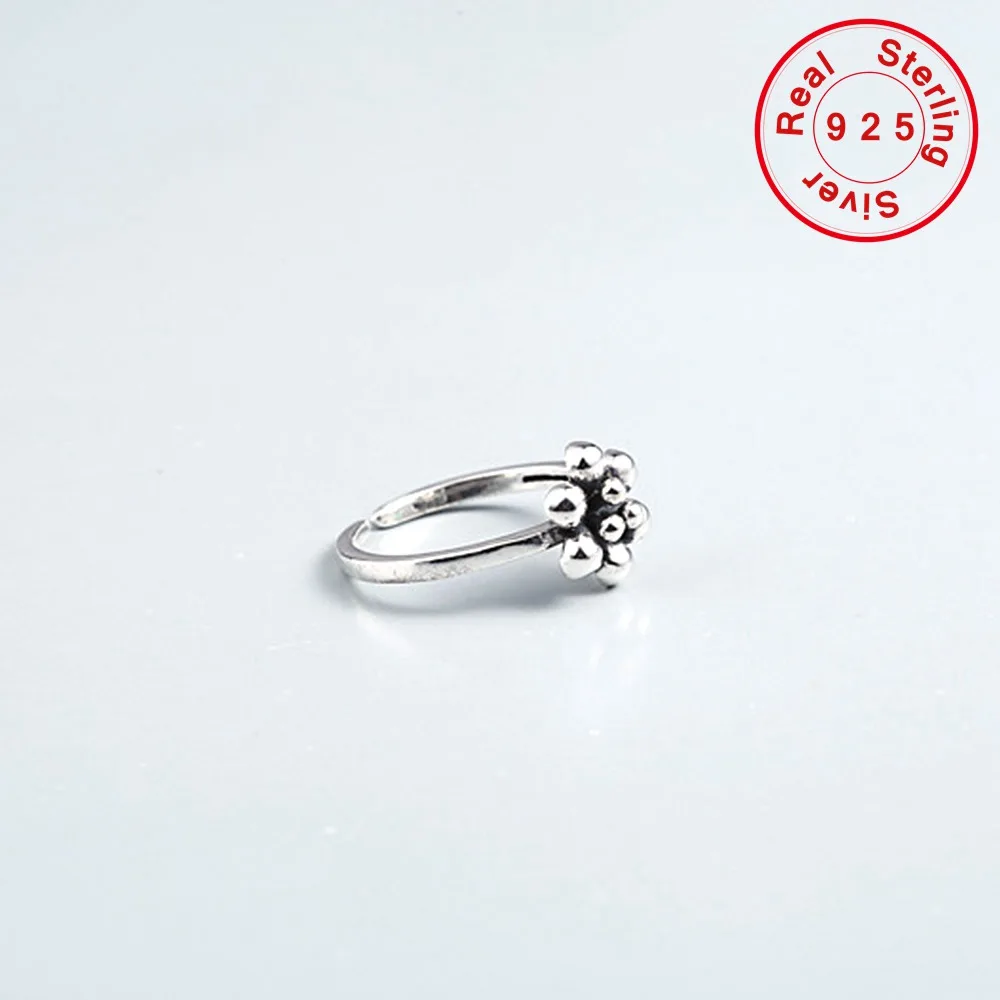 Женское кольцо из серебра 100% пробы с черным цветком | Украшения и аксессуары