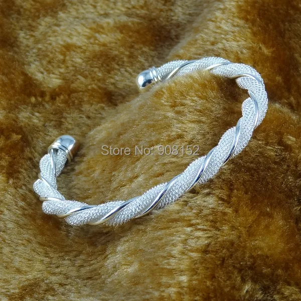 Модный милый посеребренный витой Змеиный браслет с открытым ртом Регулируемый