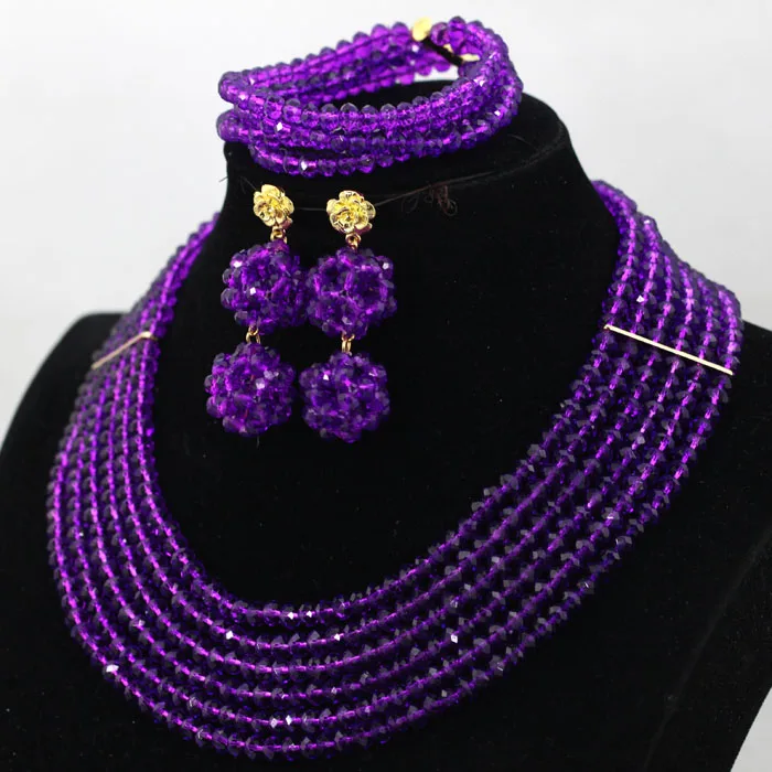 Модный Фиолетовый Свадебный комплект ювелирных изделий в африканском стиле