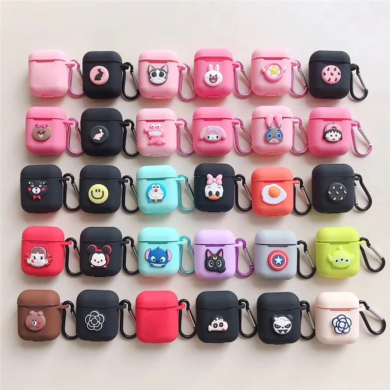 Милый мультяшный силиконовый чехол для оригинальных airpods 1/2 защитный на airpod air pods