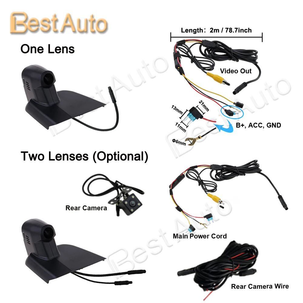 1920*1080P Автомобильный цифровой видеорегистратор с Wi-Fi и управлением через