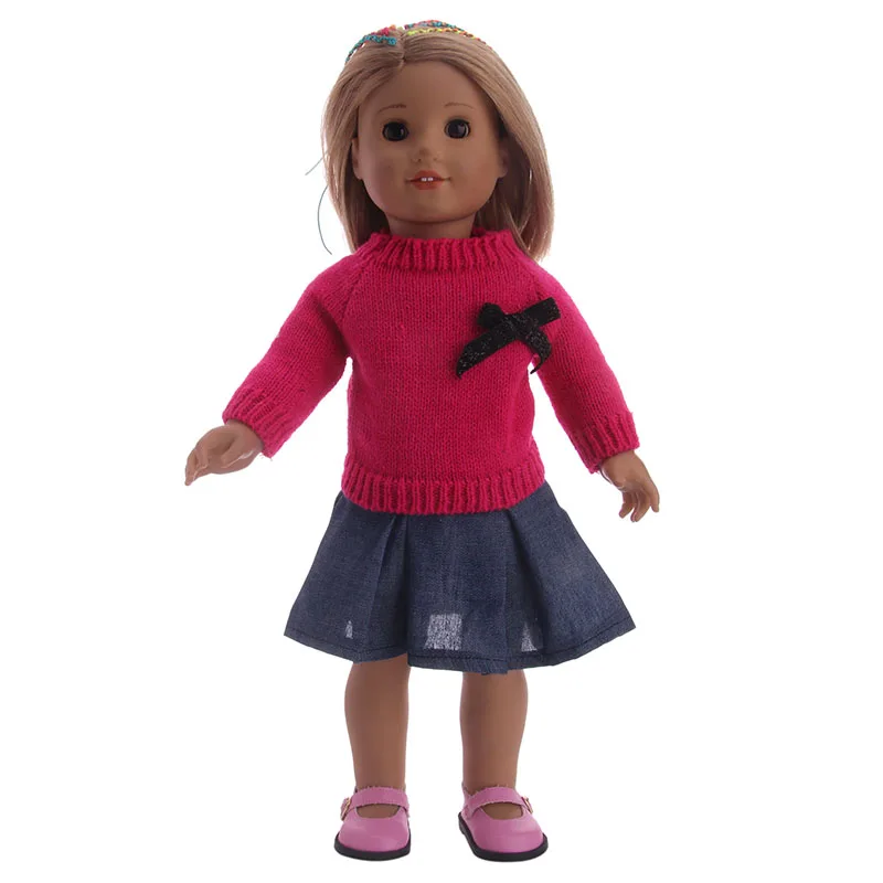 Новый стильный популярный 3 цвета свитер с бантом + юбка для куклы 18 дюймов/43 см
