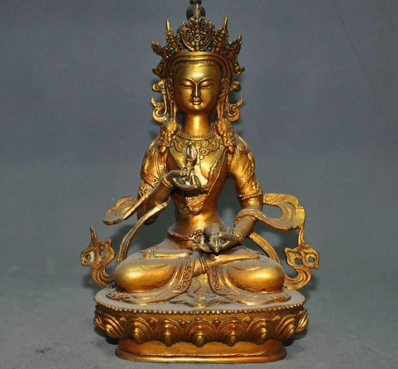 Тибетский буддизм бронзовый Gilt Vajrasattva tara Kwan-Yin статуя Бодхисаттвы Гуаньинь | Дом и