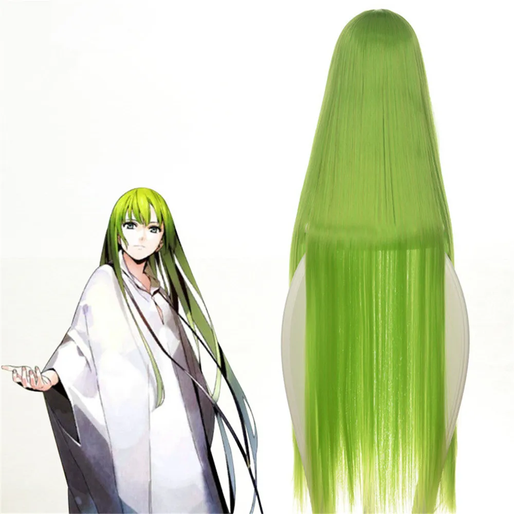 100 см Fate Grand Order Enkidu прямой длинный зеленый парик с челкой синтетические волосы
