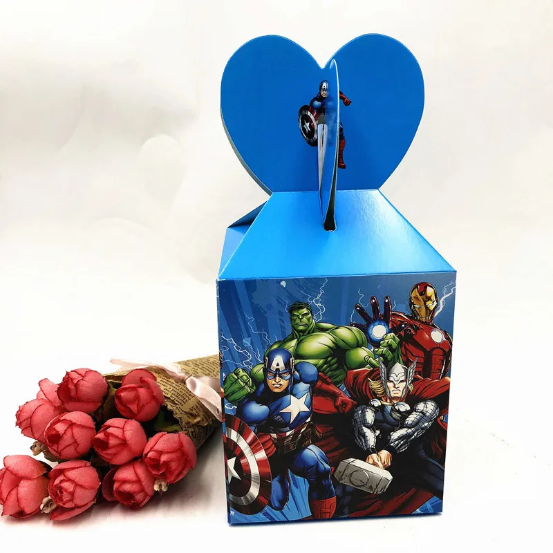 candy box Вечерние принадлежности для украшения дня рождения с изображением Мстителей, скатерть, чашки, тарелки, баннеры, одноразовые столовые приборы, набор для мальчиков, Детские сувениры, Супергерой - Цвет: candy box