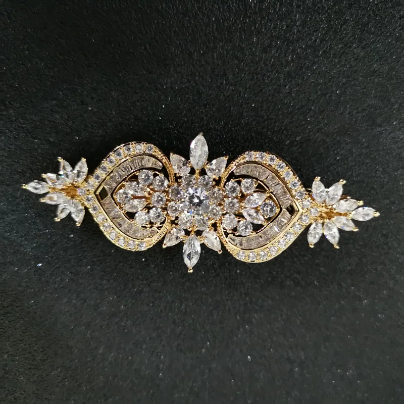SLBRIDAL Prong Установка прозрачный кубический цирконий Свадебные Заколки для волос заколки Свадебные CZ головные уборы аксессуары для волос женские ювелирные изделия