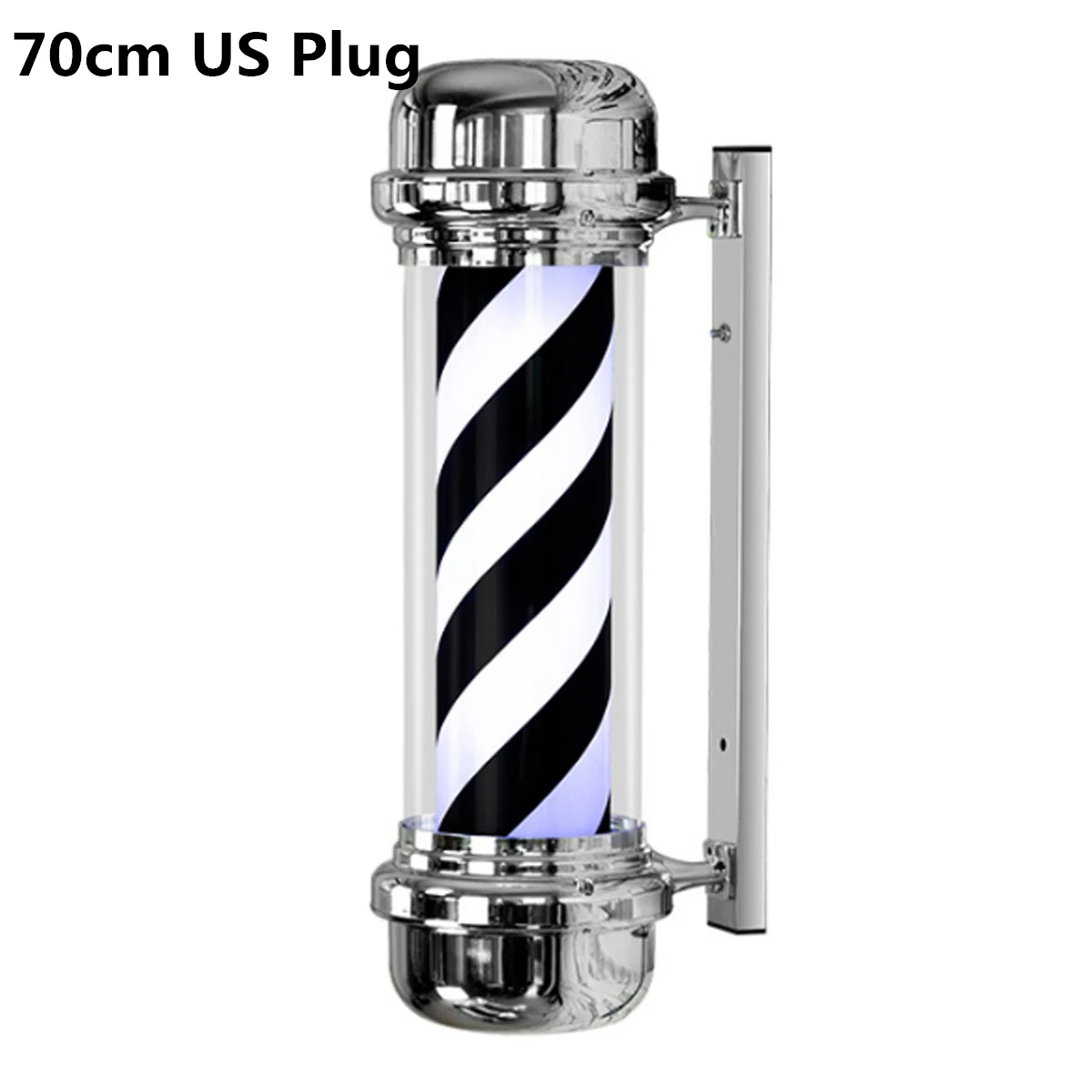 60/70 см вращающийся светильник для парикмахерской в черно-белую и синюю полоску, вращающийся светильник в полоску, настенный светодиодный светильник для волос - Испускаемый цвет: 70cm US Plug
