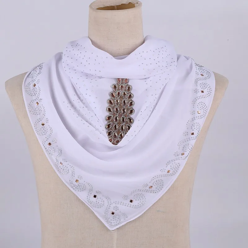 Модные женские хиджабы со стразами шифоновые Популярные шали шарф повязка на