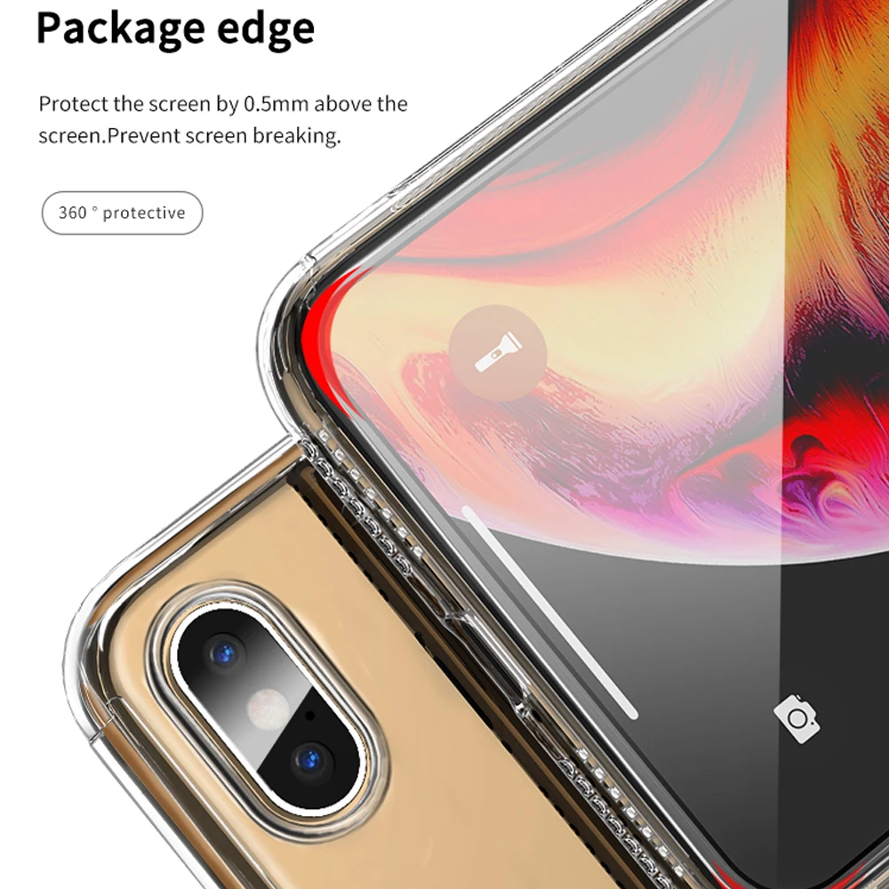 IPAKY Clear 360 градусов полная защитная обшивка из закаленного стекла чехол для iPhone X XS Max XR X прозрачный задний Чехол со стеклом Coque