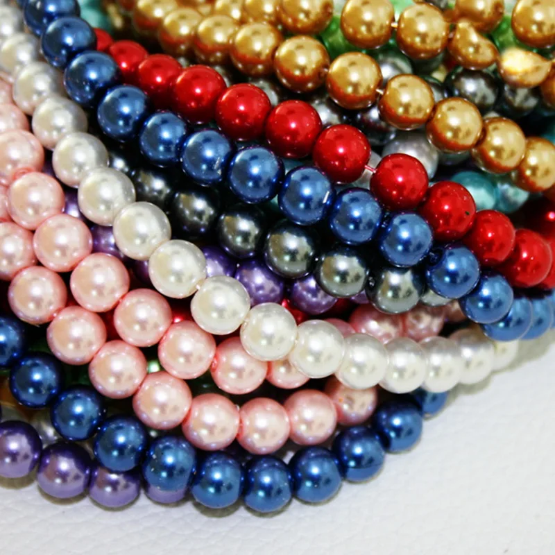 Оптовая продажа круглые стеклянные жемчужные бусины разделители 8 мм белые