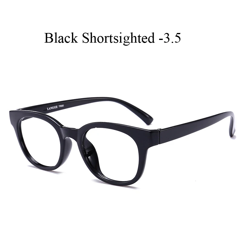 black myopia 3.5 Zilead ультралегкое TR90 круглое готовое стекло для близорукости для женщин и мужчин близорукое с диоптрией-1.0to-4,0 - Цвет оправы: black myopia 3.5