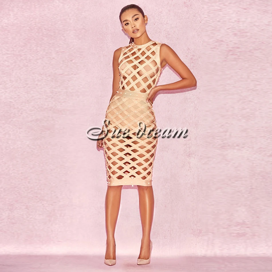 2017 летнее Новое Бандажное платье без рукавов с круглым вырезом сексуальное