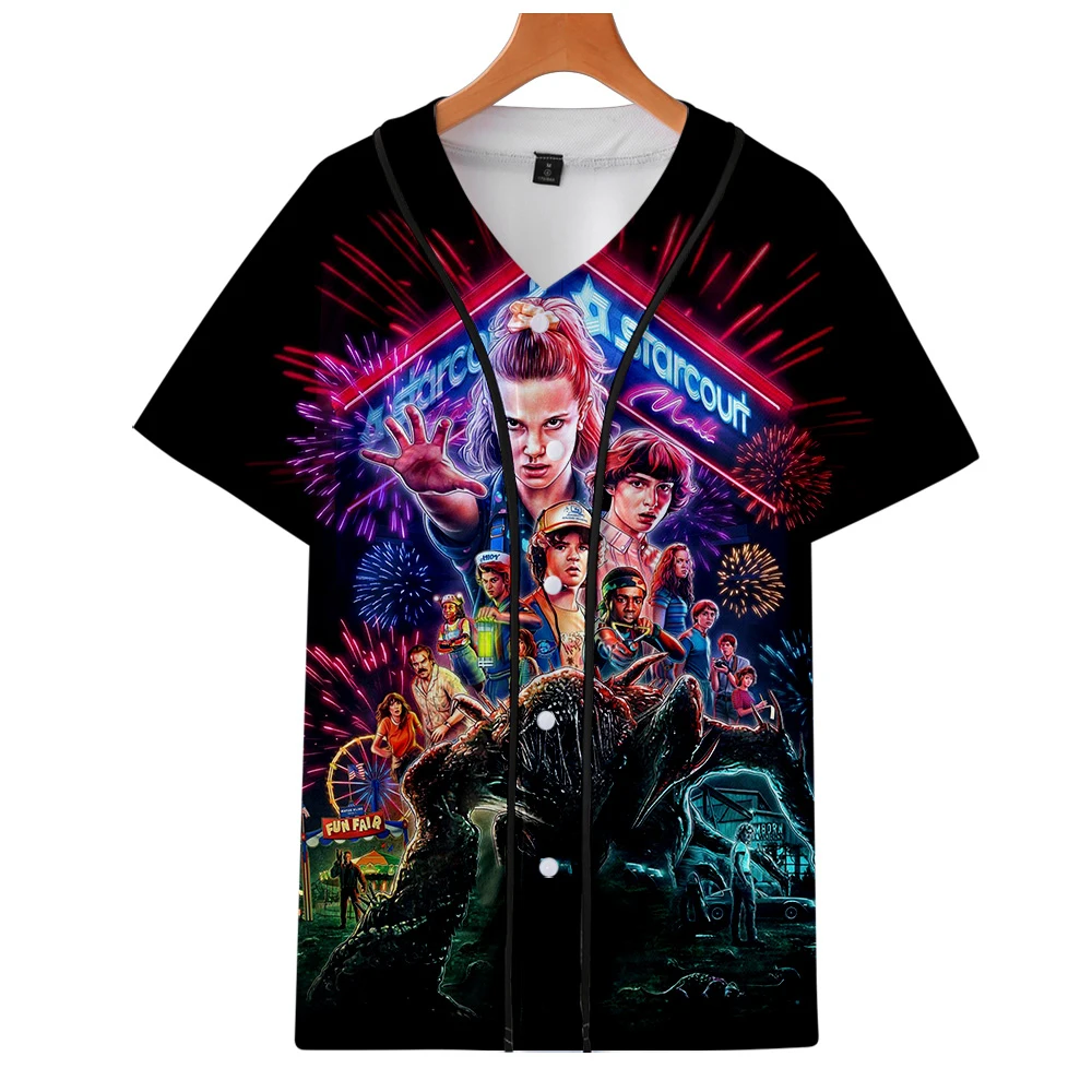 Мужская/Женская Базовая футболка Stranger Things Повседневная летняя большого размера