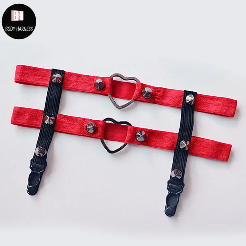 Жгут для тела Goth заклепки подвязка ног Пояс бондаж белье Фетиш жгут белый красный