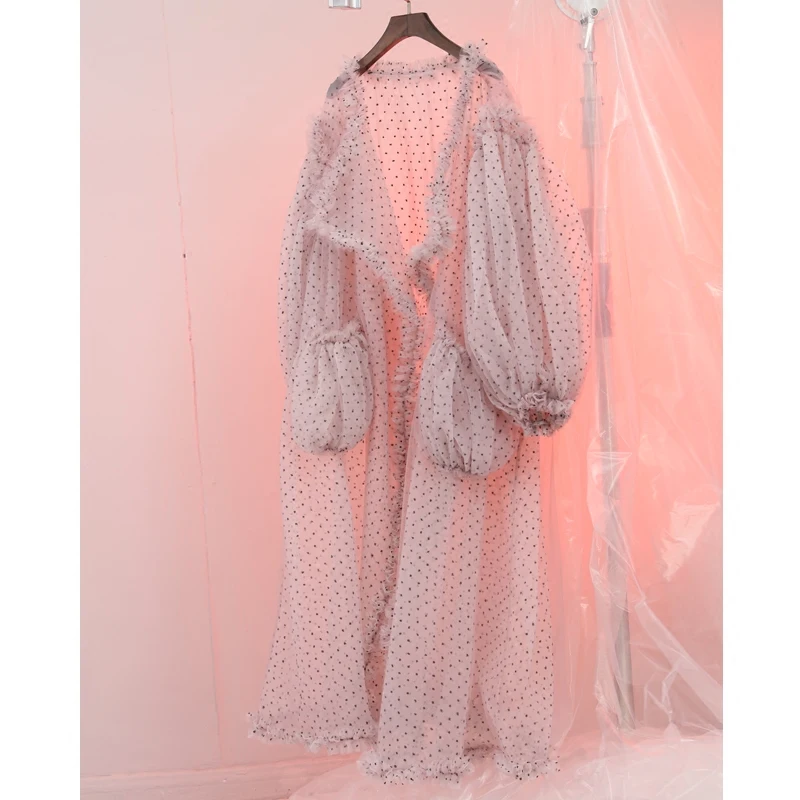 Женское длинное Сетчатое платье GetSpring свободное пляжное многослойное в горошек с