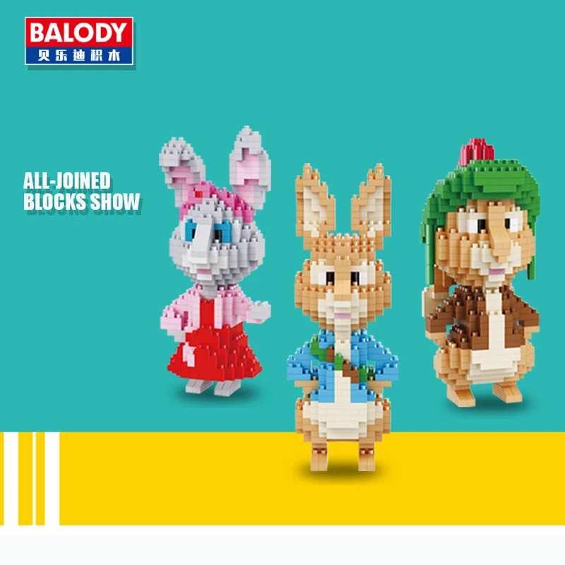 Balody 3 шт. микро блоки мультфильм строительные игрушки модель Кролик Питер Аниме