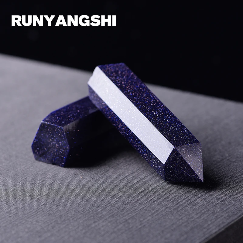 Runyangshi Кристалл столб камень 1 шт. простой стиль синий натуральный кристалл