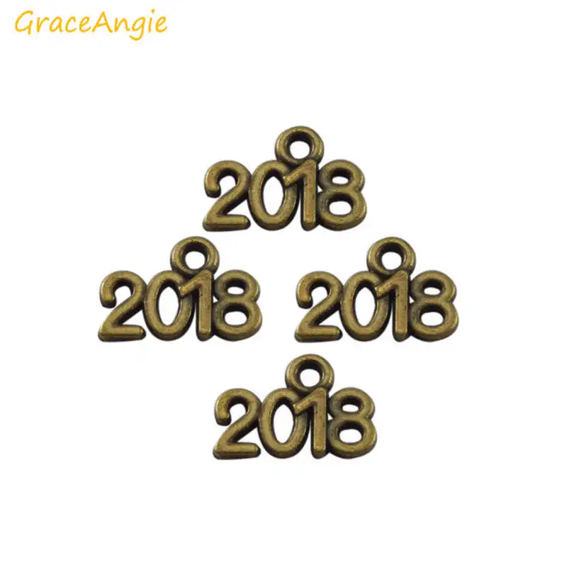 100 шт. номер 2018 2019 2020 Бронзовый Золотой сплав цинка шармы браслет ожерелье брелок