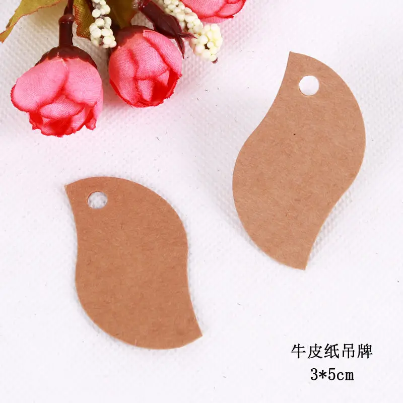 100pcs Leaf Shape Kraft Paper Hang Tags Wedding Party Favor Label Price Gift Card Black White Brown Color Jewelry Display | Украшения и