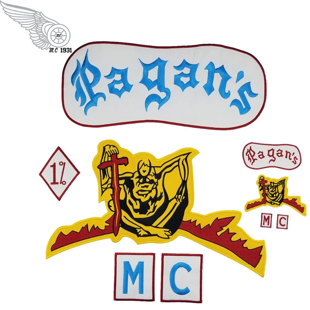 Mc1931 Pagans мотоцикл патч 1% Байкер и водитель жилет MC вышитые патч для задней части куртки патч G0412