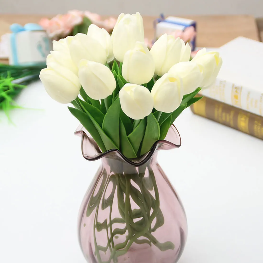 Искусственный шелк воздуходувки PU Тюльпан Flower Настоящее прикосновение