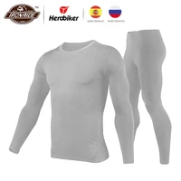 herobiker men t shirt femme fleece lined thermal underwear set motorcycle winter warm long johns shirts tops bottom suit