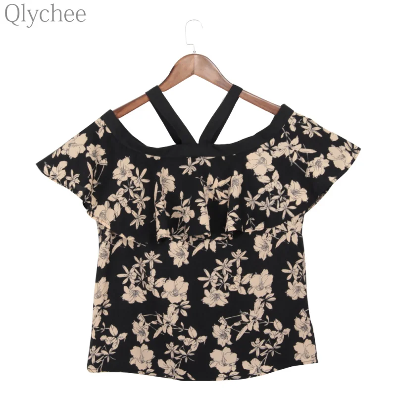 Qlychee летний сексуальный женский топ с открытыми плечами цветочным принтом