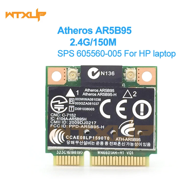 Адаптер Wi Fi Atheros AR5B95 AR9285 802.11b/g/n половинчатая мини карта PCI E SPS:605560 005 для HP G42 dv7 dv5