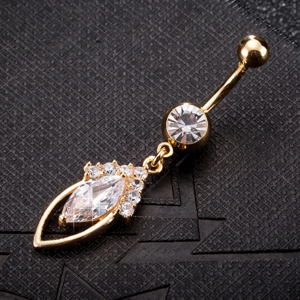 Модные Роскошные фианиты пирсинг пупка Кристальные колокольчики кнопки кольца