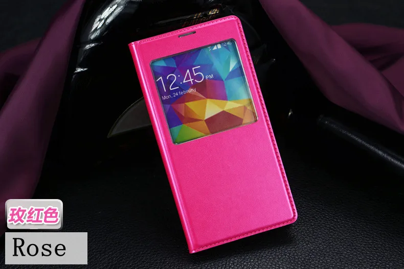 Rose IC чип чехол s для samsung Galaxy S5 SV i9600 9600 Авто спящий чехол Корпус батареи чехол умный вид Окно Флип кожаный чехол - Цвет: Rose