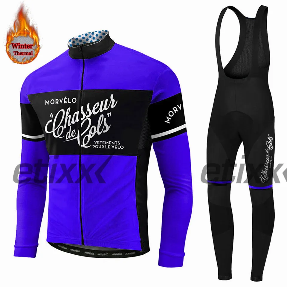 7 Morvelo теплая зимняя флисовая велосипедная футболка, длинный комплект, спортивная одежда для велосипеда, одежда, рубашка, ropa ciclismo - Цвет: 7