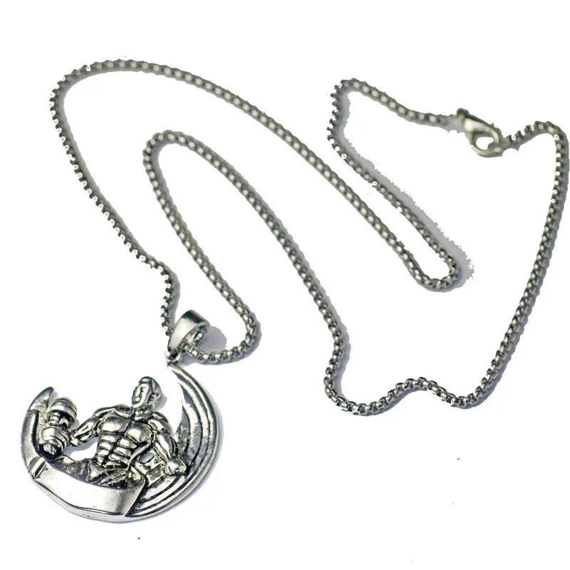 Подвеска в виде Луны гантели ожерелье из нержавеющей стали цепочка для мужчин