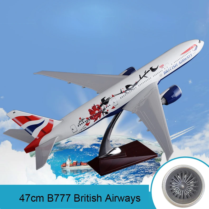 Модель самолета из смолы 47 см B777 британская авиакомпания Craftwork Боинг 777