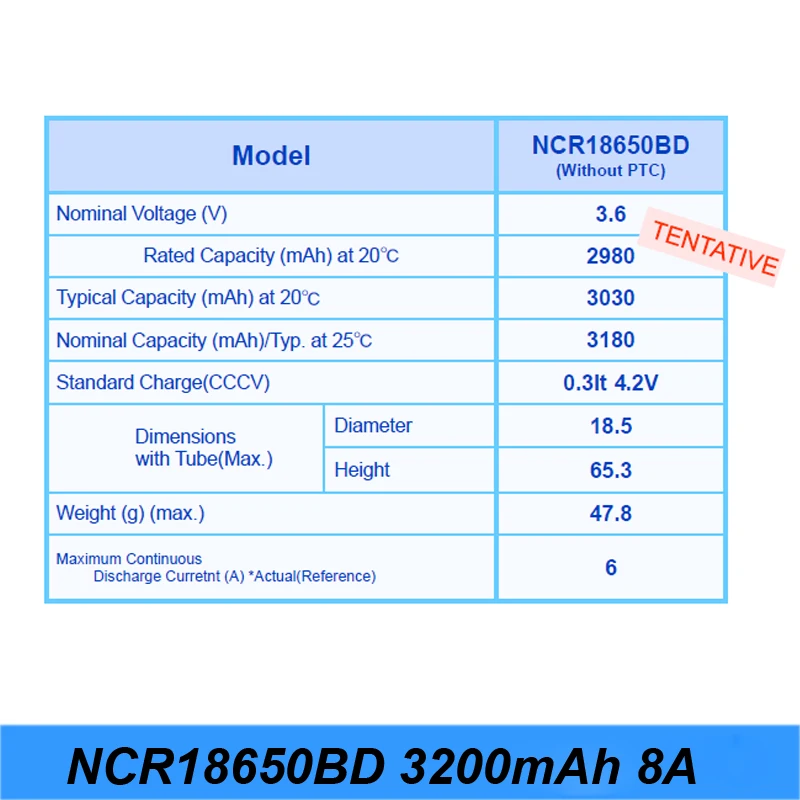 18650 батарея NCR18650BD 3200 mAh 3 6 v 8amp для электрического велосипеда 48 36 зарядное