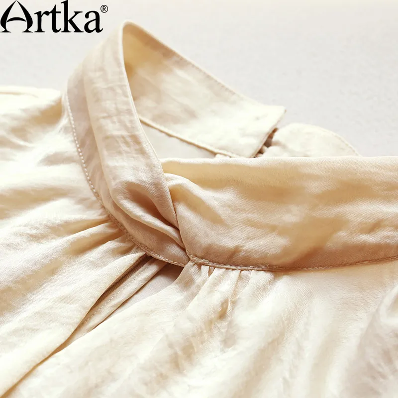 ARTKA Женская 2017 Осень Новый 2 цвета ТРАПЕЦИЕВИДНОЕ ПЛАТЬЕ Винтаж Стенд воротник