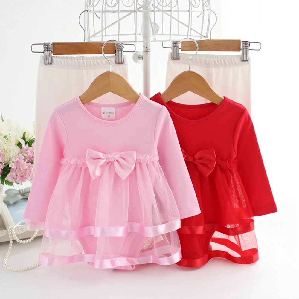 

Платье для маленьких девочек 3-24 мес., одежда из 100% хлопка для младенцев, детская одежда, летние платья принцессы для новорожденных, розовая одежда с длинными рукавами NB