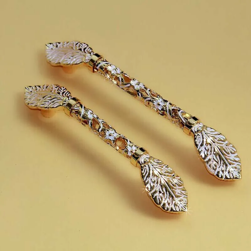

128mm europe high quality handles gold kitchen cabinet pulls white zinc alloy drawer dresser wardrobe cupboard handles pulls