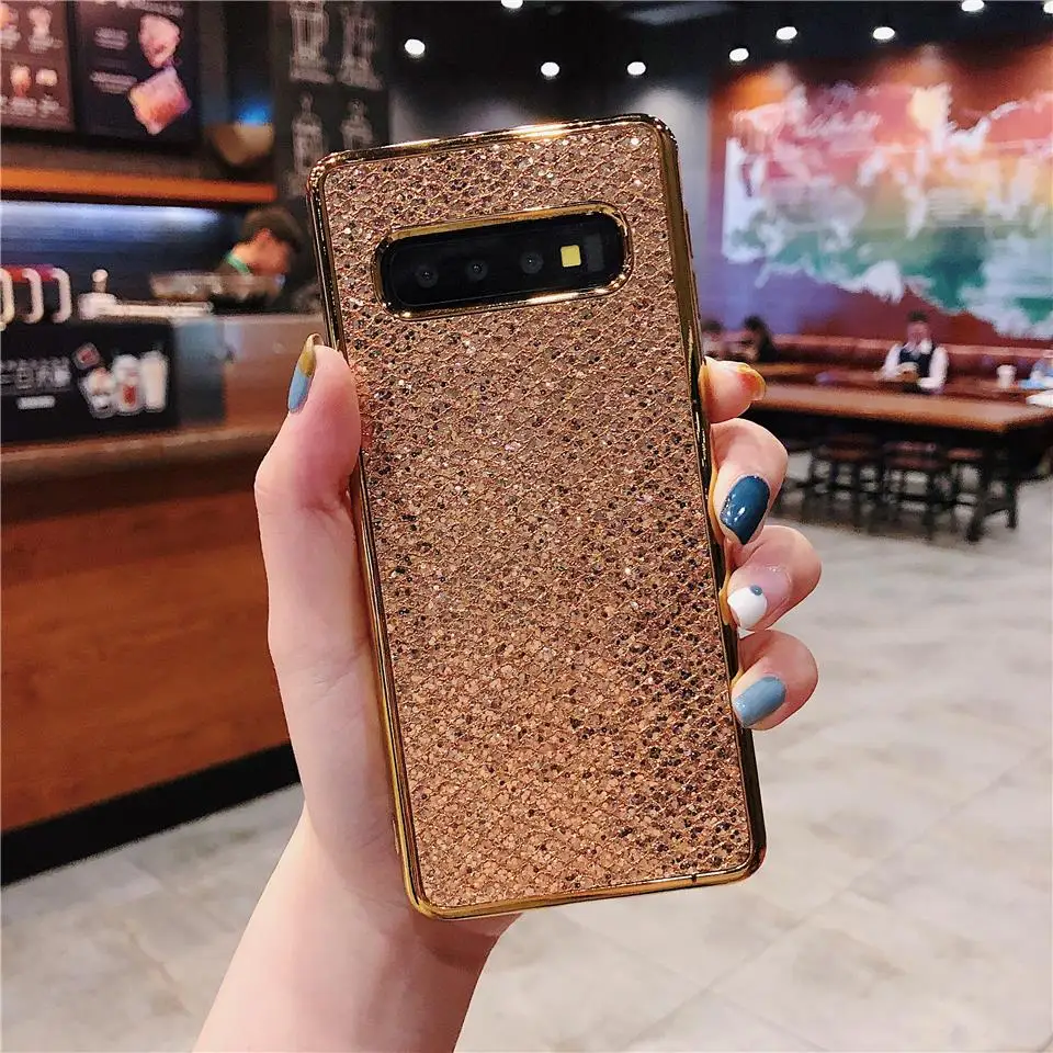 Роскошные 3D блеск мягкий ТПУ с блестками покрытие чехол для samsung S10 S10E S9 плюс S8 iphone