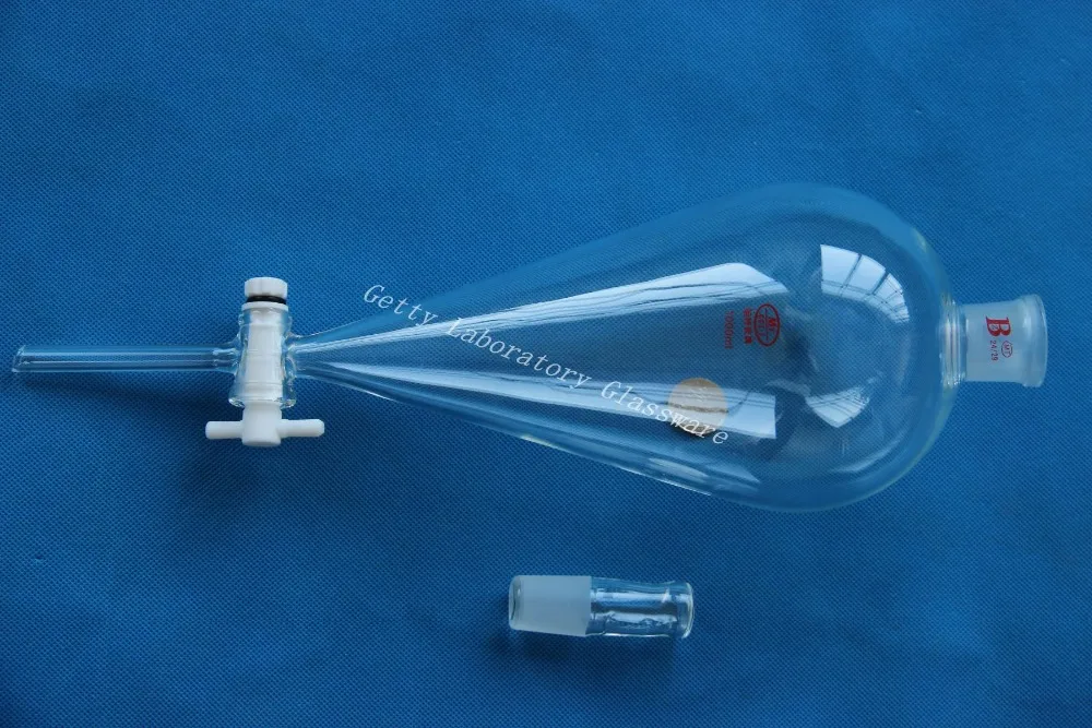 1000 мл пириформа разделительная воронка с PTFE стопкоком 24/29 сустав капельная