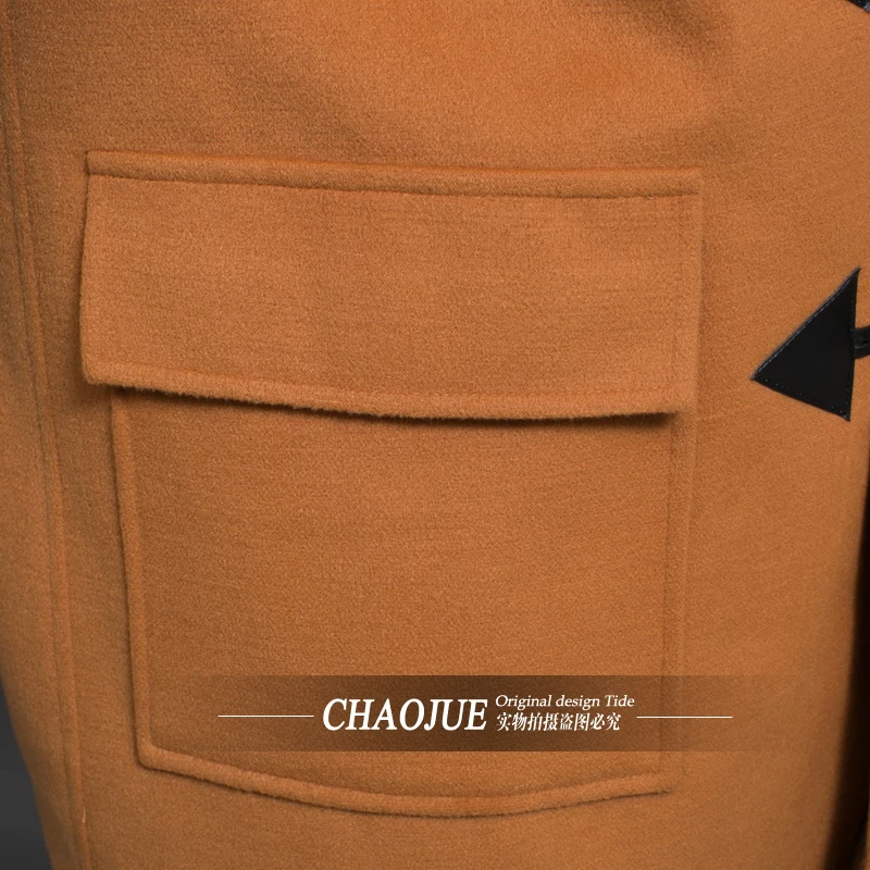 Мужская кашемировая куртка зимняя свободная с капюшоном в европейском стиле