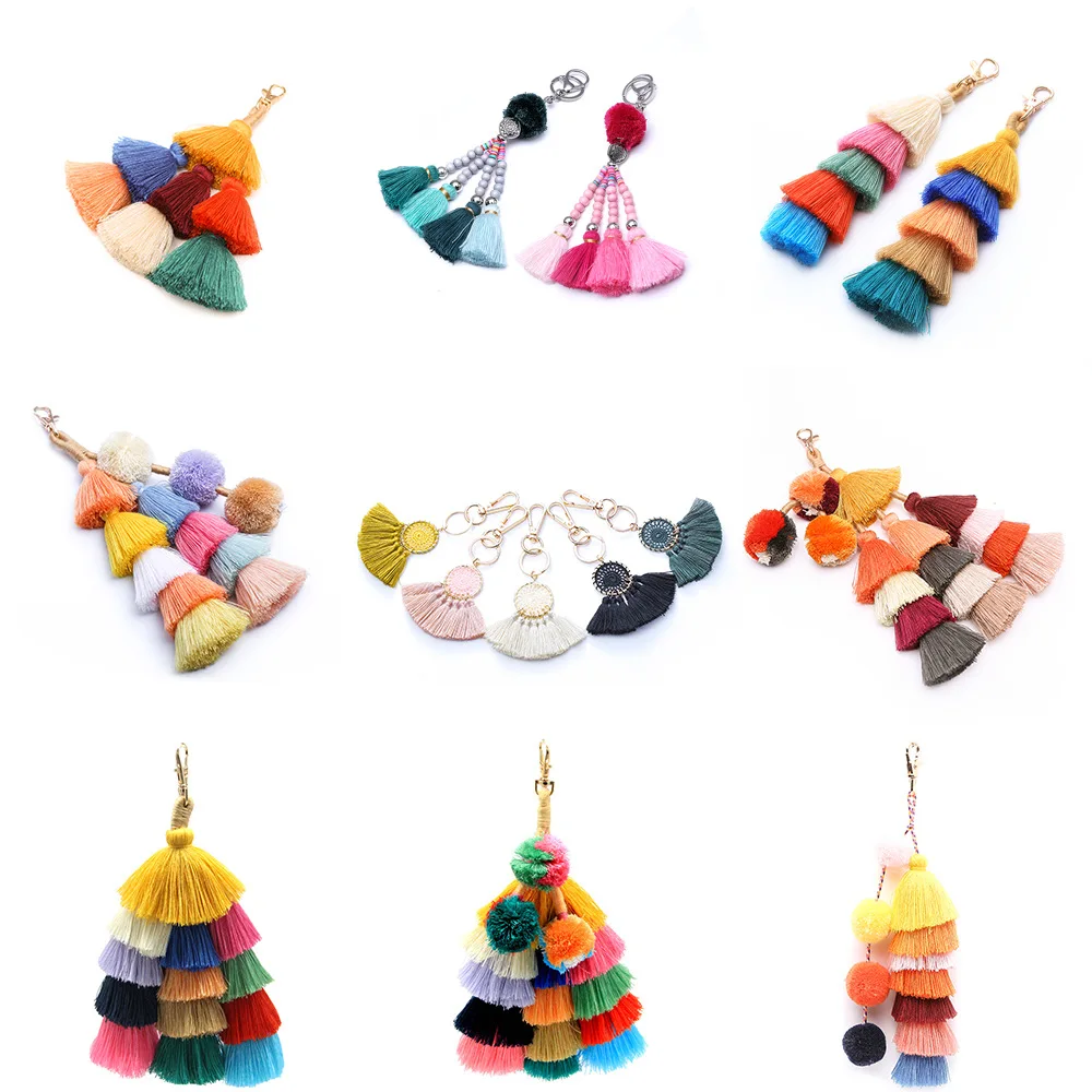 Богемная сумка с разноцветными помпонами и кисточками аксессуары Пляжная