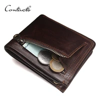 contacts genuine leather men wallets fashion brand bifold design men coin purse high quality male card id holder dropshipping