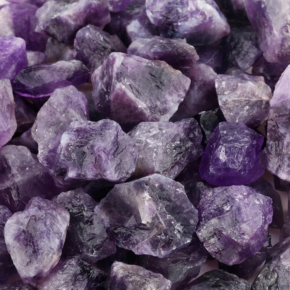 1lb (460g) Natural Purple Amethyst Crystal Raw Rough Stone for Cabbing,Tumbling,Cutting,Lapidary,Polishing,Reiki Healing