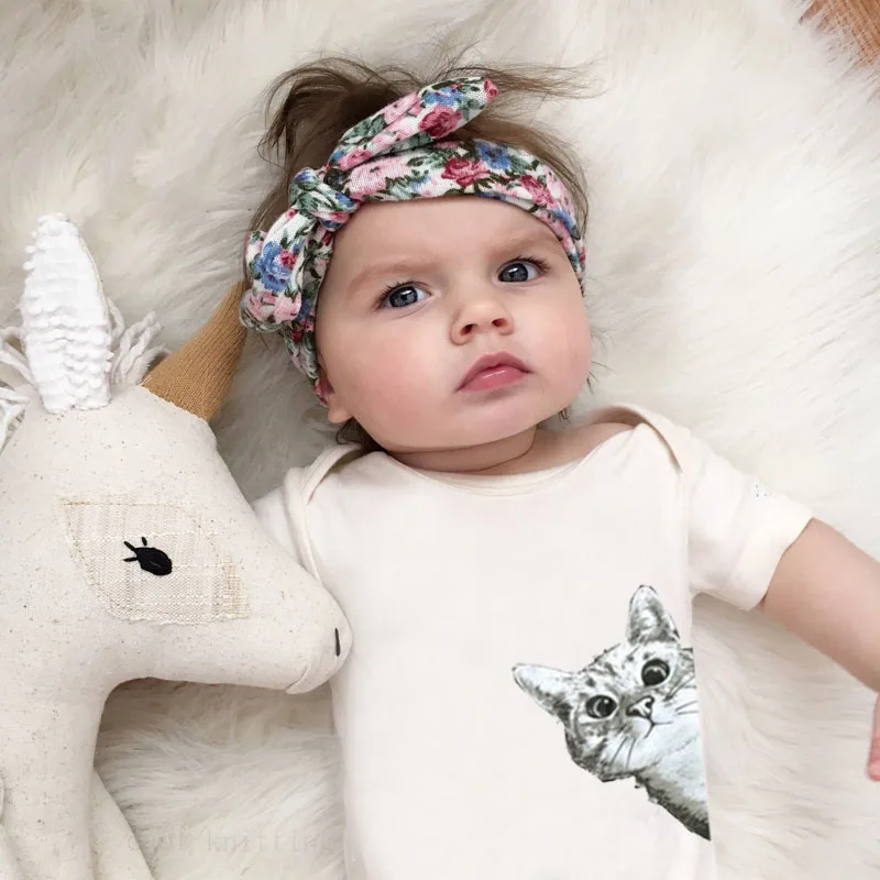 DERMSPE/детский хлопковый комбинезон унисекс с коротким рукавом и принтом в виде