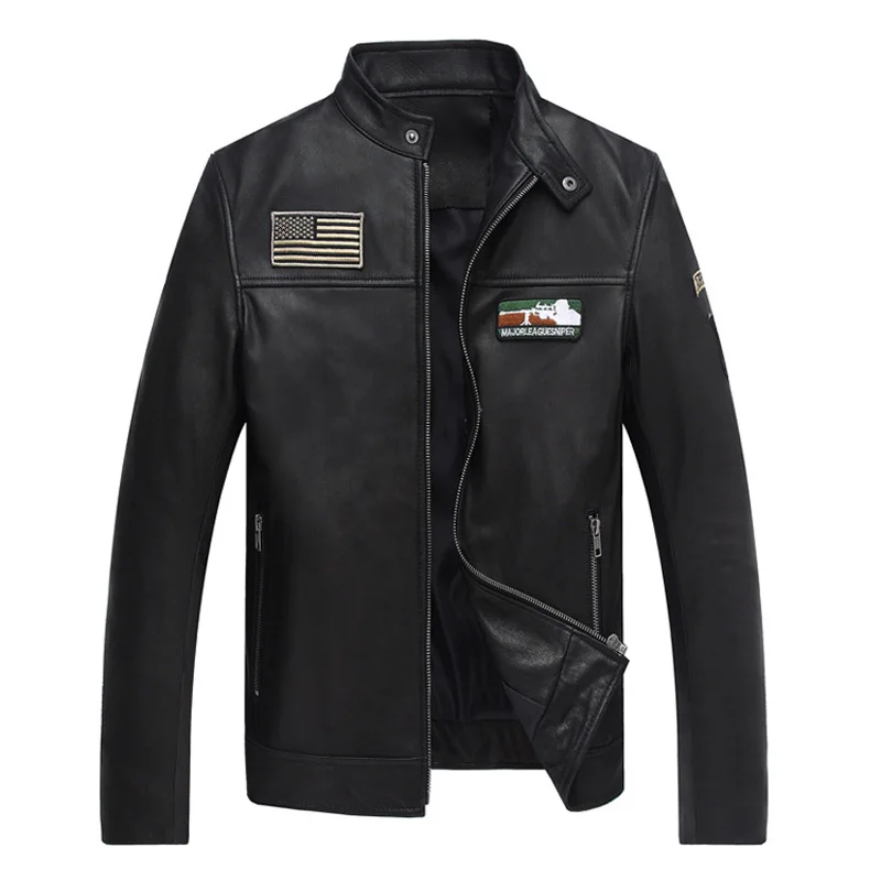 

Male Genuine Leather sheepskin Clothing Short Design Real Leather Jackets Spring and Autumn Fashion Thin Leather Motorcycle coat