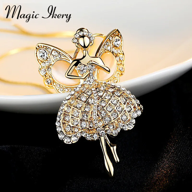 Женские длинные ожерелья бабочки Magic Ikery цвета розового золота с кристаллами